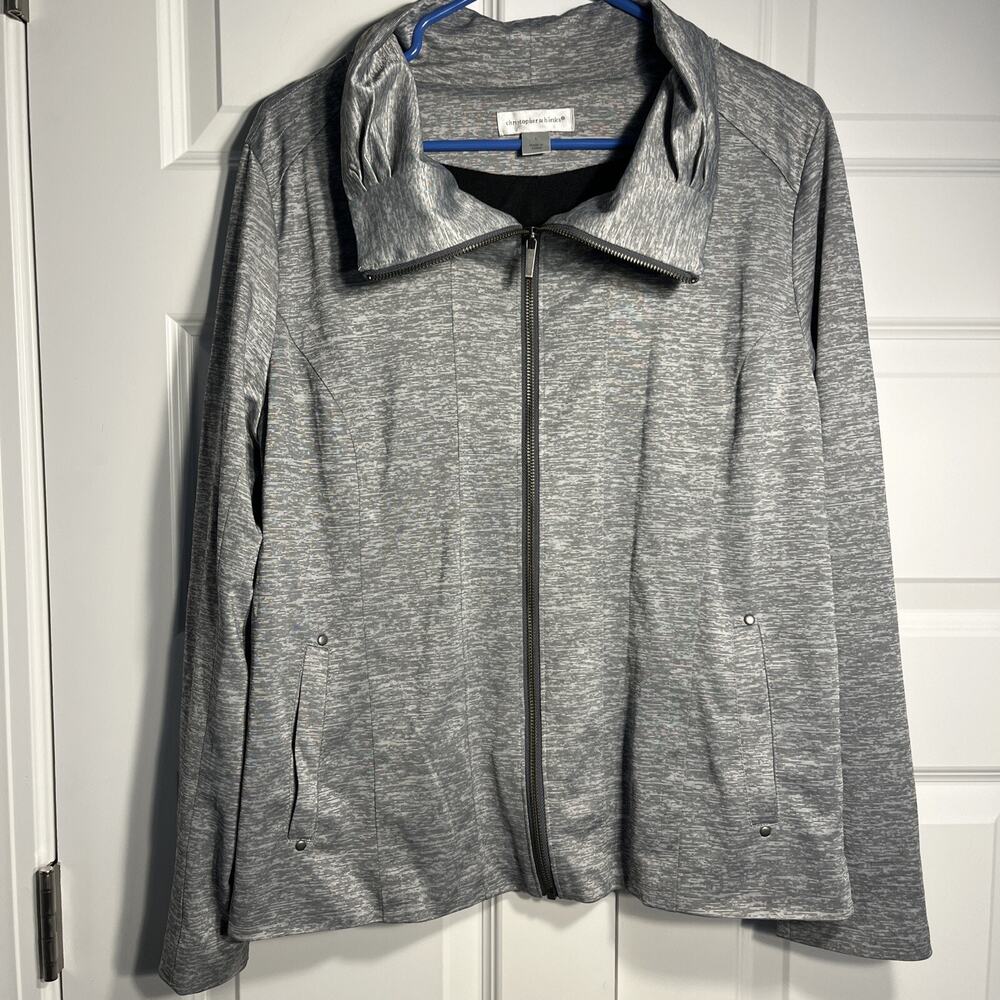 Christopher & Banks Jacket Women Large Gray Full Zip Long Sleeve High Neck G29